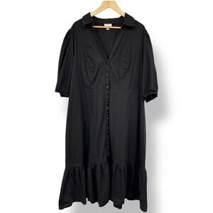Refinity City Chic Black Tiered Puff Sleeve Dress Women's XL Black